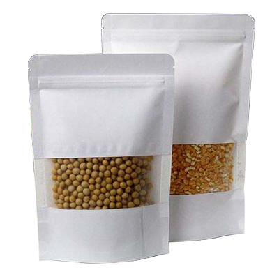 Kraft Paper (White) Window Zipper Standing Pouch